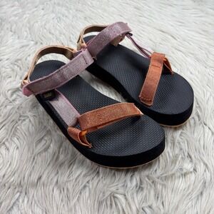 Teva Women's US 5 Metallic Flatform Universal Original Sandals Dopamine Pink